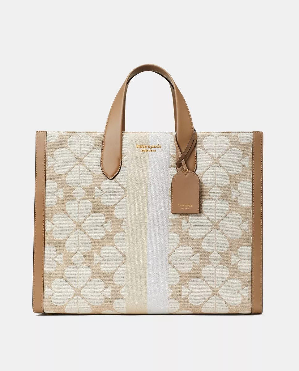 Kate Spade - Tote Grande Manhattan Estampado En Tejido Combinado Natural En Oferta Kate Spade - Tote Grande Manhattan Estampado En Tejido Combinado Natural Barato