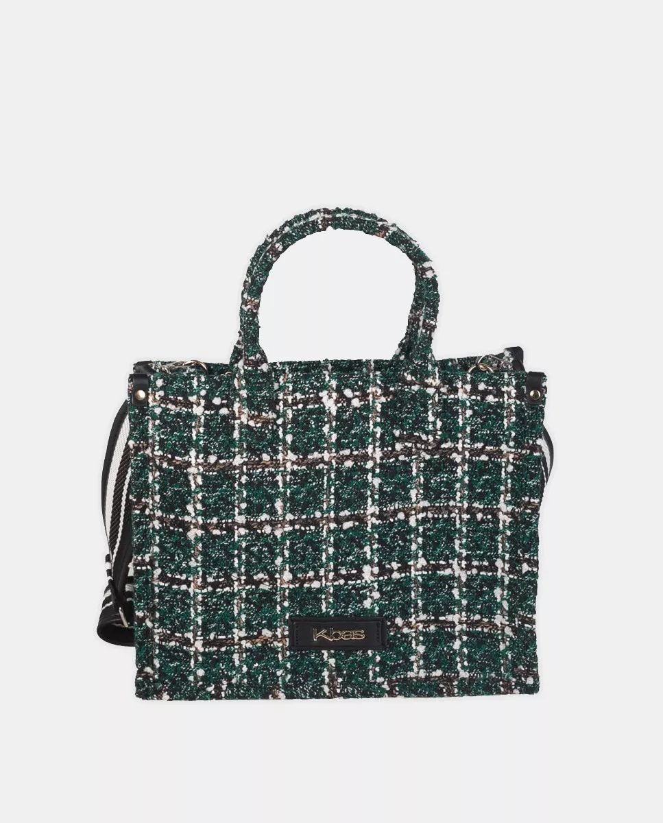 Kbas - Bolso De Mano Grande Verde Con Estampado Tweed barato