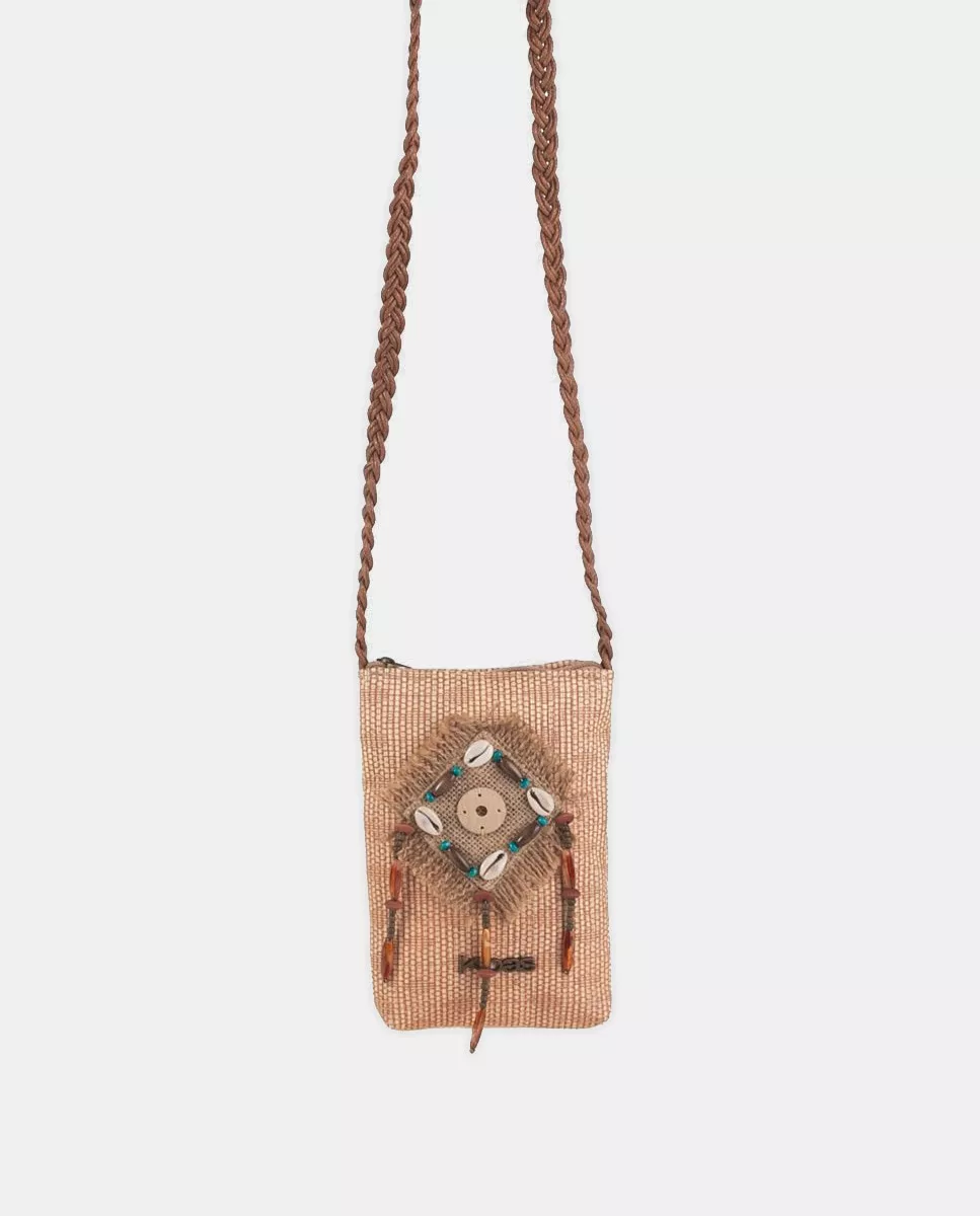 Kbas - Bolso Para Móvil De Rafia Sintética En Marrones Con Decoración Frontal En Oferta Kbas - Bolso Para Móvil De Rafia Sintética En Marrones Con Decoración Frontal Barato