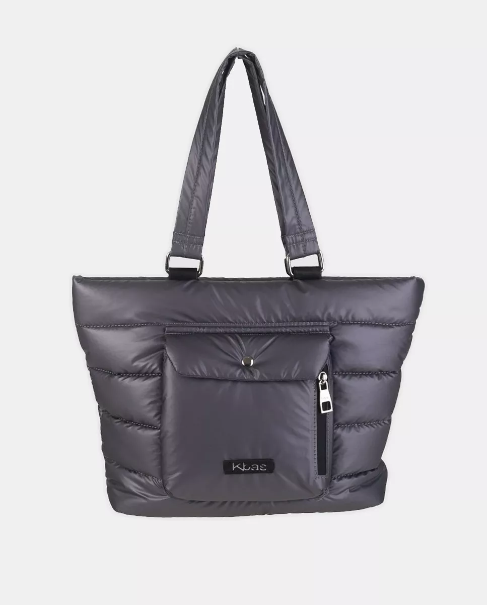 Kbas - Bolso Shopper De Nylon Acolchado En Gris Con Bolsillos Exteriores barato