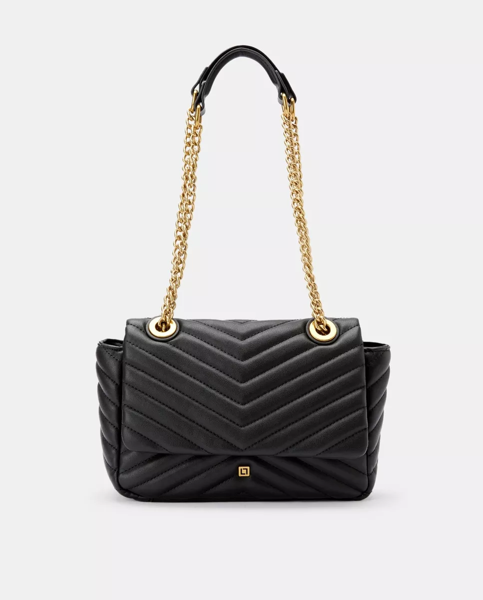 Lt - Bolso De Hombro Pequeño Acolchado En Negro Con Solapa En Oferta Lt - Bolso De Hombro Pequeño Acolchado En Negro Con Solapa Barato
