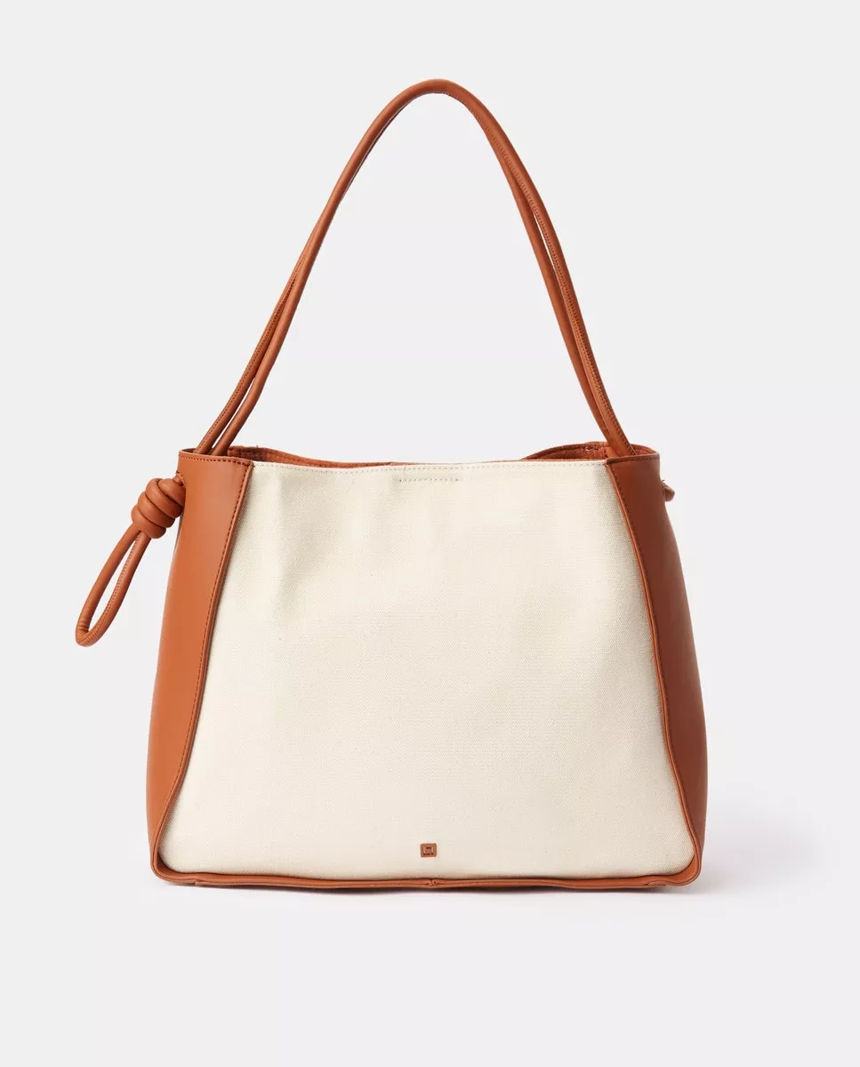 Lt - Bolso Shopper De Material Combinado Bicolor En Beige Y Marrón Con Nudo Lateral En Oferta Lt - Bolso Shopper De Material Combinado Bicolor En Beige Y Marrón Con Nudo Lateral Barato
