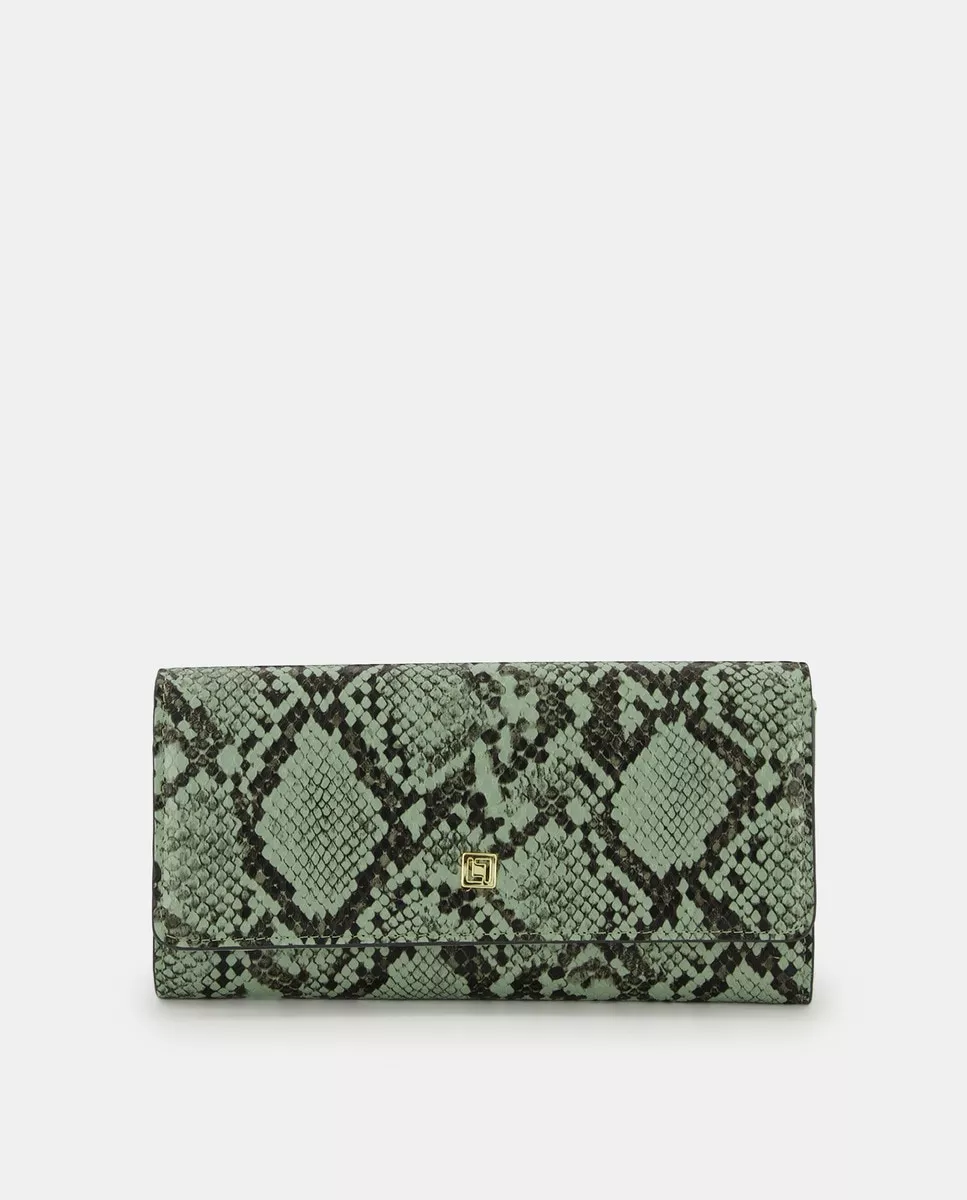 LT - Cartera Grande Animal Print En Verde Agua barato