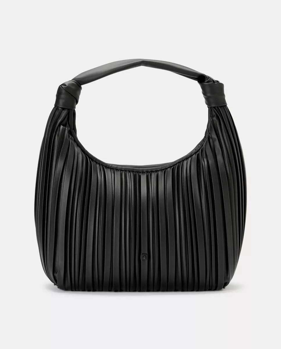 Lt - Hobo Grande Plisado En Negro Con Cierre Cremallera En Oferta Lt - Hobo Grande Plisado En Negro Con Cierre Cremallera Barato