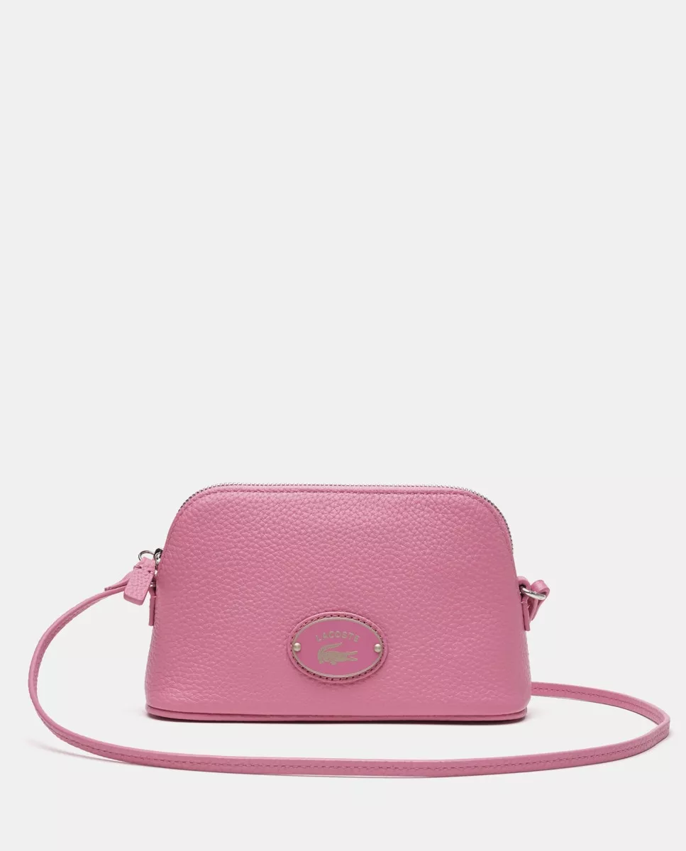 Lacoste - Bandolera Abovedada De Piel Granulada En Rosa Con Asa Regulable barato