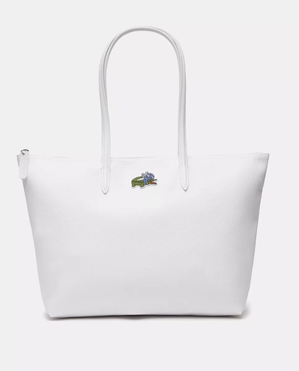 Lacoste - Tote Grande × Netflix De Piel En Blanco Estampado Con Cremallera barato