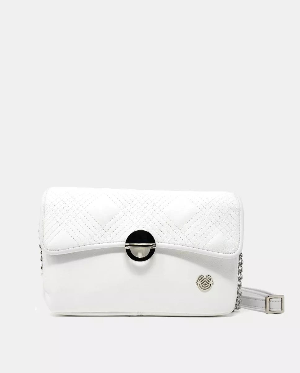Laura Valle - Bandolera Pequeña De Piel Acolchada En Blanco Con Solapa En Oferta Laura Valle - Bandolera Pequeña De Piel Acolchada En Blanco Con Solapa Barato
