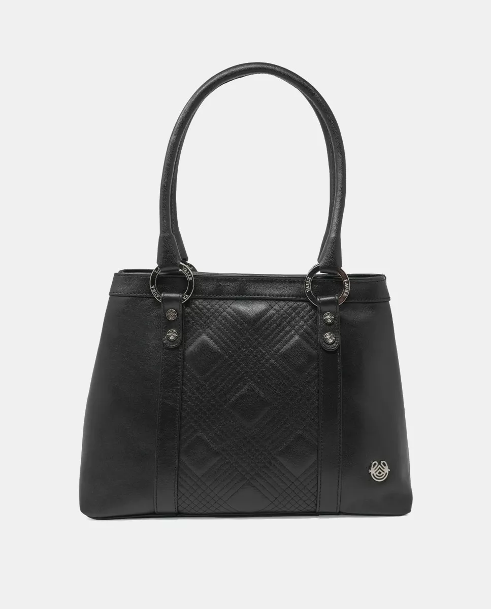 Laura Valle - Bolso De Hombro Grande De Piel Acolchado En Negro En Oferta Laura Valle - Bolso De Hombro Grande De Piel Acolchado En Negro Barato