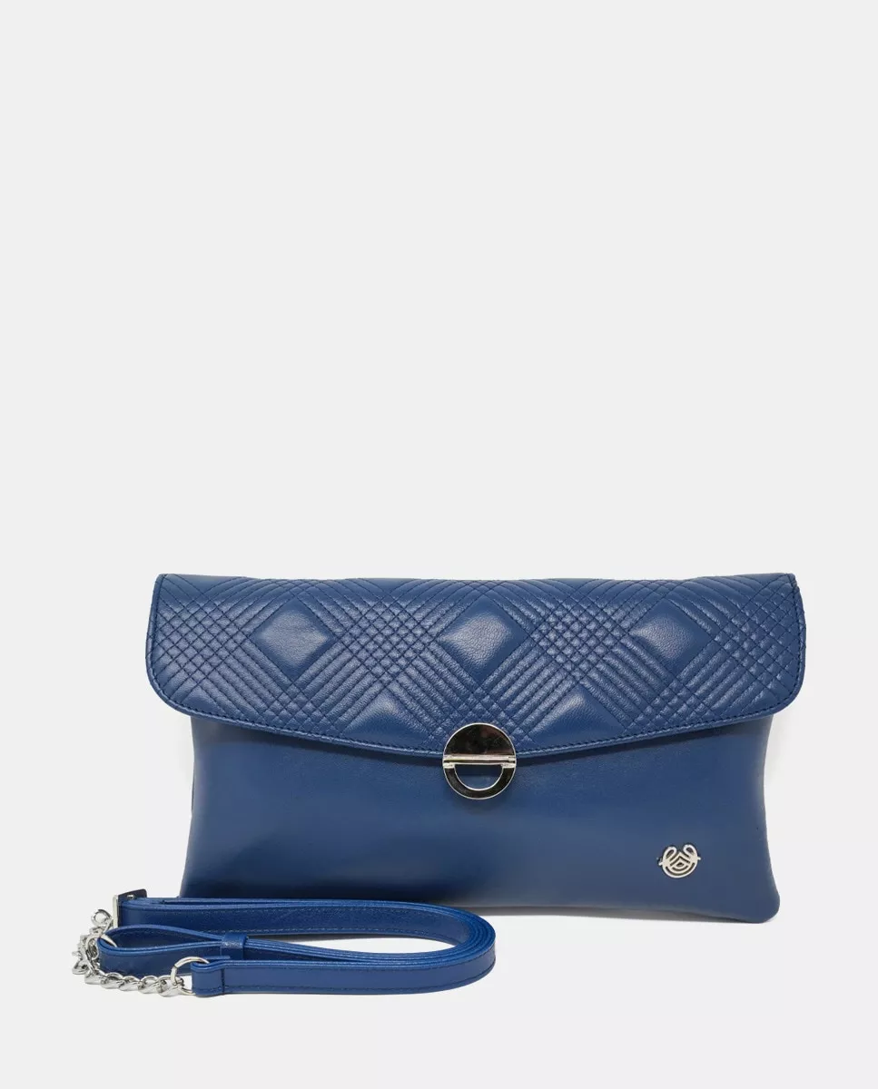Laura Valle - Cartera De Mano Mediana De Piel Acolchada En Azul Con Solapa barato