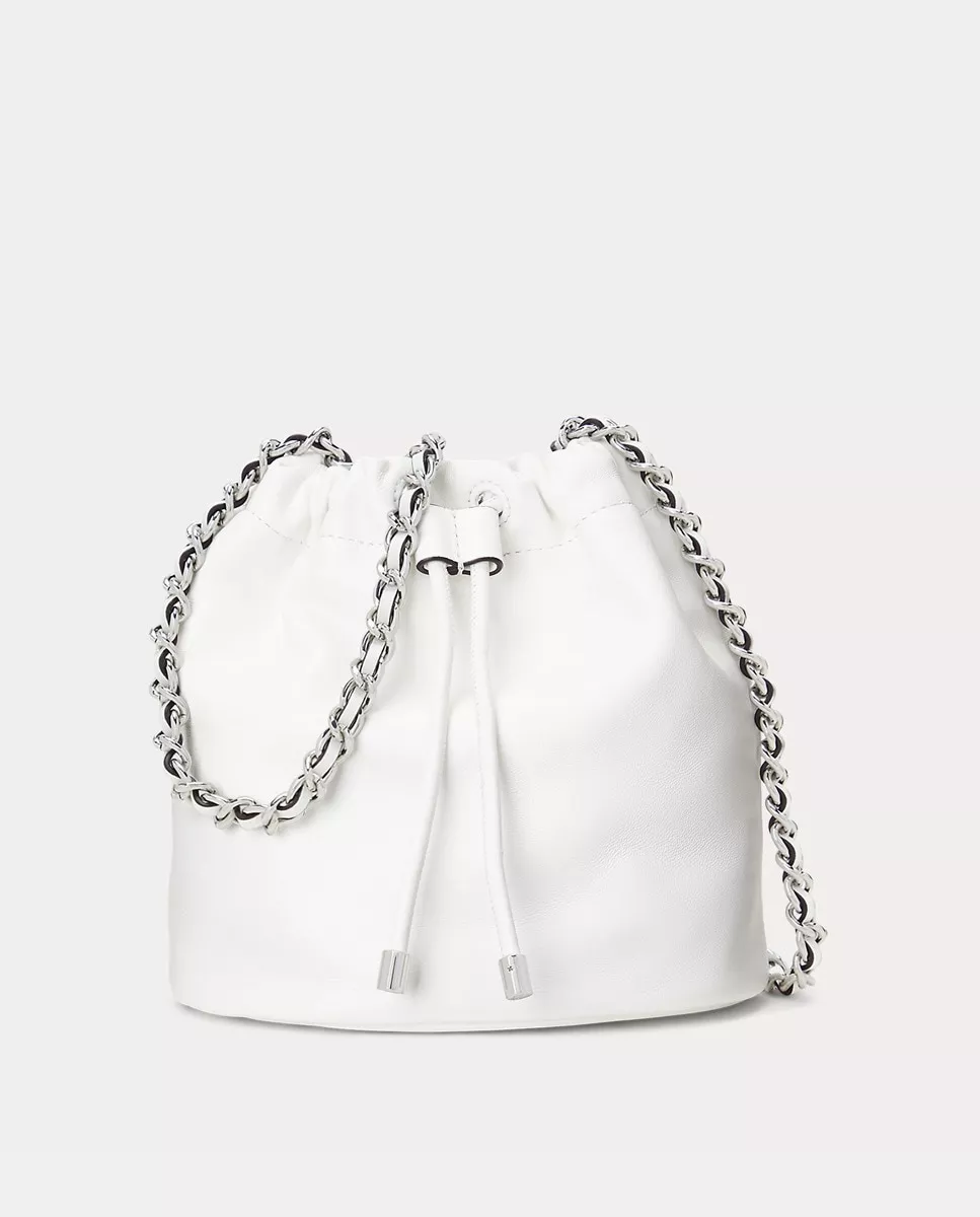 Lauren Ralph Lauren - Bolso Saco Mini De Piel Emmy En Blanco Con Botón Imantado En Oferta Lauren Ralph Lauren - Bolso Saco Mini De Piel Emmy En Blanco Con Botón Imantado Barato