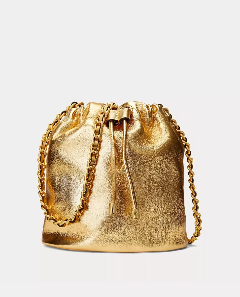 Lauren Ralph Lauren - Bolso Saco Mini De Piel En Dorado Con Botón Imantado barato