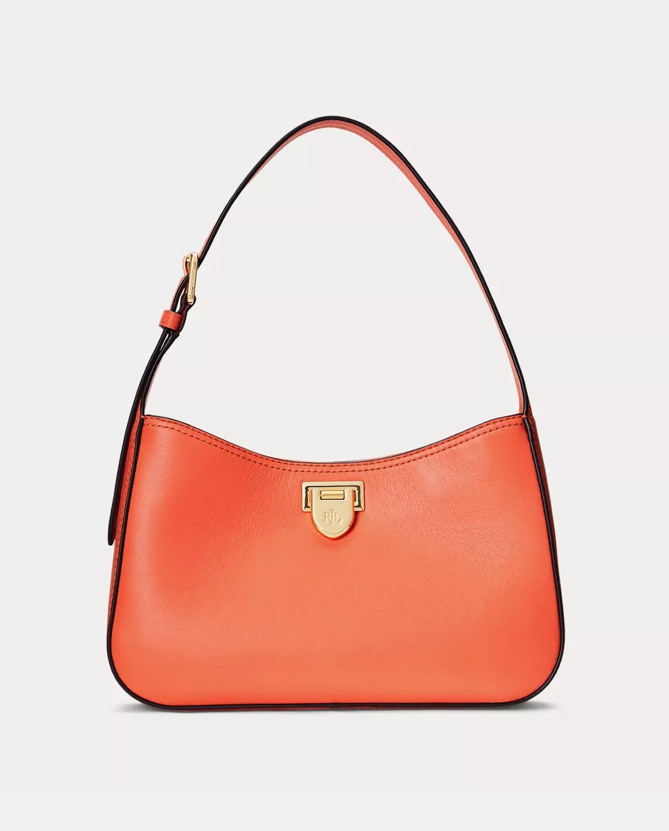 Lauren Ralph Lauren - Hobo De Piel Falynn En Naranja Con Cierre De Broche En Oferta Lauren Ralph Lauren - Hobo De Piel Falynn En Naranja Con Cierre De Broche Barato