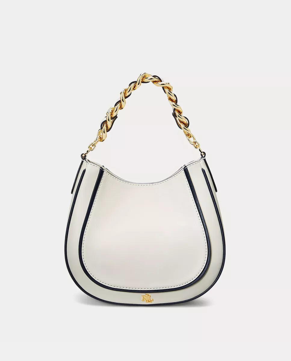 Lauren Ralph Lauren - Hobo Pequeño De Piel Charli En Blanco Con Detalles A Contraste Y Asa Trenzada barato