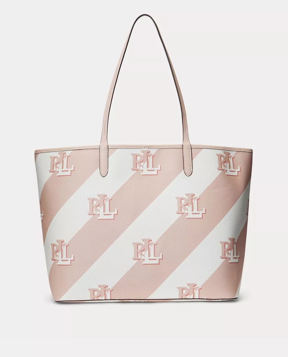 Lauren Ralph Lauren - Tote Grande Con Estampado De Rayas Y Logo En Rosa En Oferta Lauren Ralph Lauren - Tote Grande Con Estampado De Rayas Y Logo En Rosa Barato