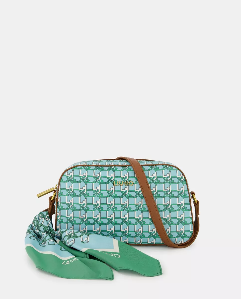 Liu Jo - Bandolera En Turquesa Con Print De Logos Y Pañuelo En Oferta Liu Jo - Bandolera En Turquesa Con Print De Logos Y Pañuelo Barato