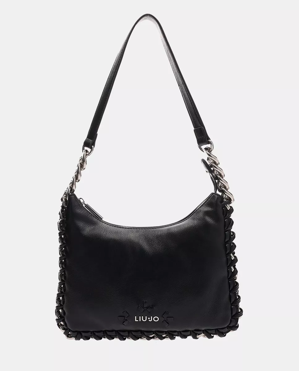 Liu Jo - Bolso De Hombro Tipo Hobo Negro Con Eslabones En Oferta Liu Jo - Bolso De Hombro Tipo Hobo Negro Con Eslabones Barato