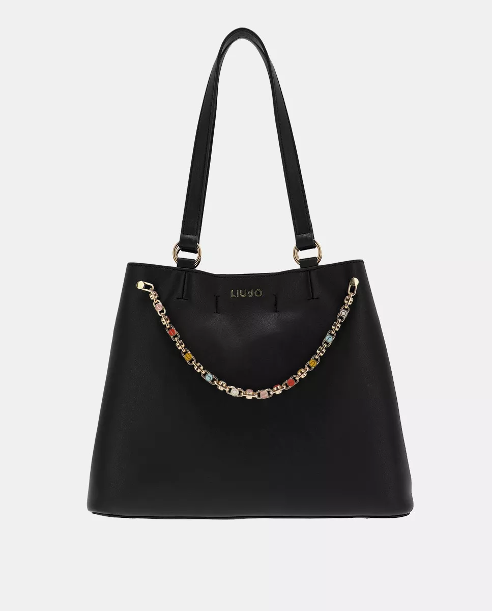 Liu Jo - Bolso De Hombro Tipo Shopper Negro Con Detalle Multicolor barato