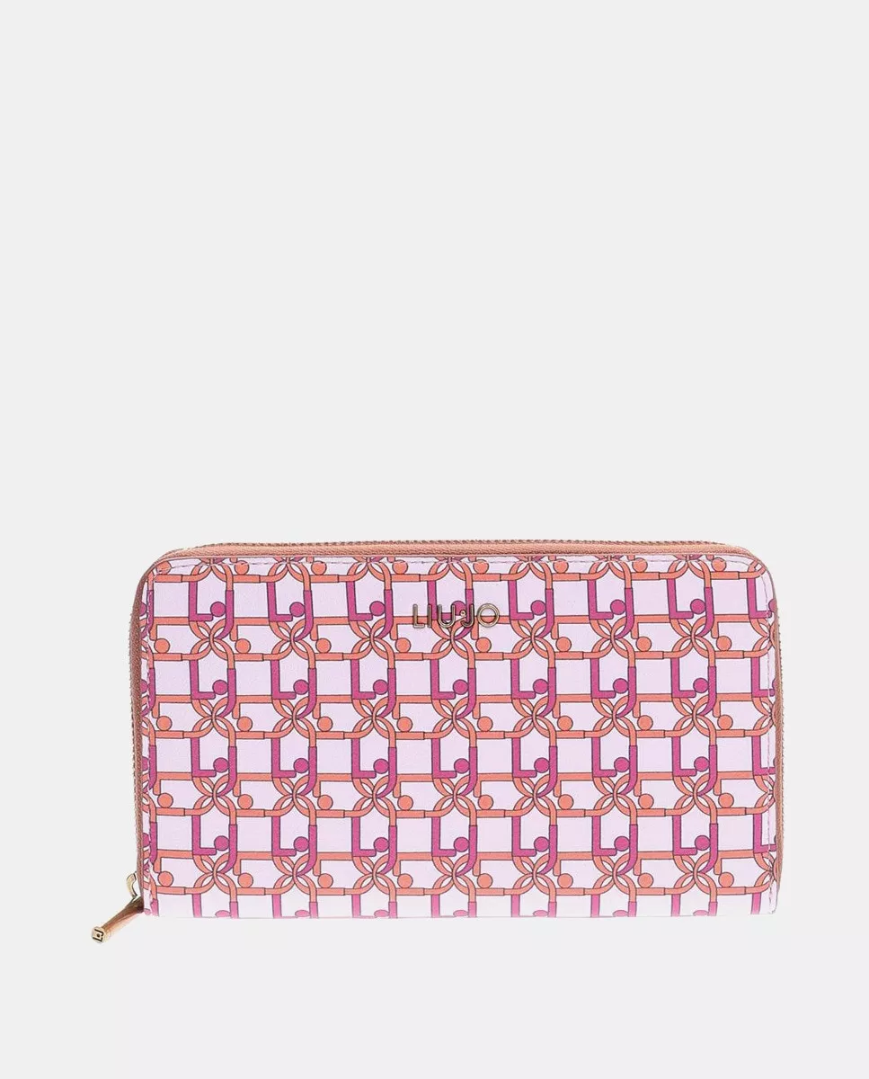 Liu Jo - Cartera Grande Con Estampado Rosa Con Cremallera barato