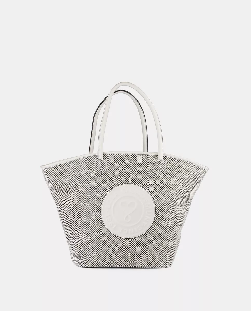 Lola Casademunt - Capazo Con Estampado De Zigzag Multicolor Y Sello Con Logo barato