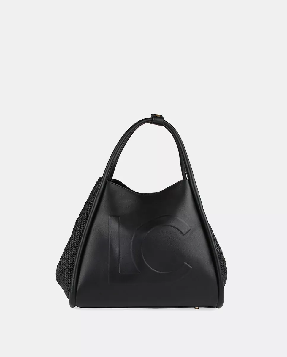 Lola Casademunt - Shopper Efecto Piel Con Logo Grabado En Negro barato