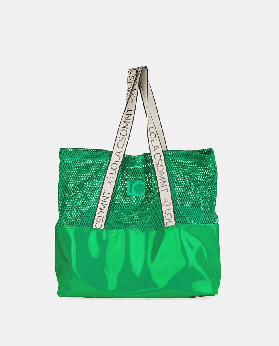 Lola Casademunt - Shopper Efecto Piel Y Rejilla En Verde Con Cierre Snap En Oferta Lola Casademunt - Shopper Efecto Piel Y Rejilla En Verde Con Cierre Snap Barato