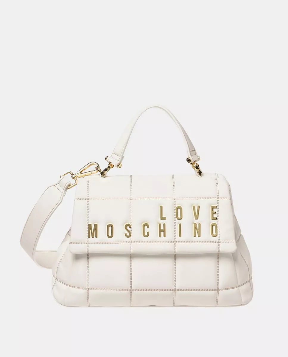 Love Moschino - Bolso De Mano Mediano Acolchado En Blanco Con Bandolera Extraíble En Oferta Love Moschino - Bolso De Mano Mediano Acolchado En Blanco Con Bandolera Extraíble Barato
