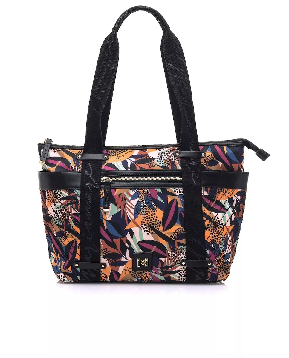 Mariamare - Bolso De Hombro Estilo Tote En Tejido Estampado Y Negro En Oferta Mariamare - Bolso De Hombro Estilo Tote En Tejido Estampado Y Negro Barato