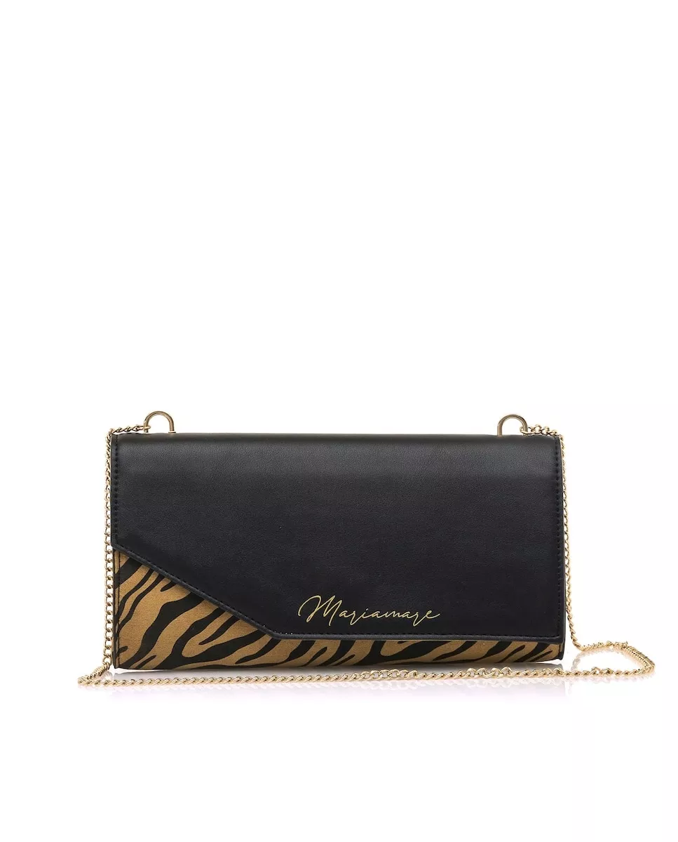 Mariamare - Bolso De Mano Con Solapa En Negro Y Estampado Animal Print En Oferta Mariamare - Bolso De Mano Con Solapa En Negro Y Estampado Animal Print Barato