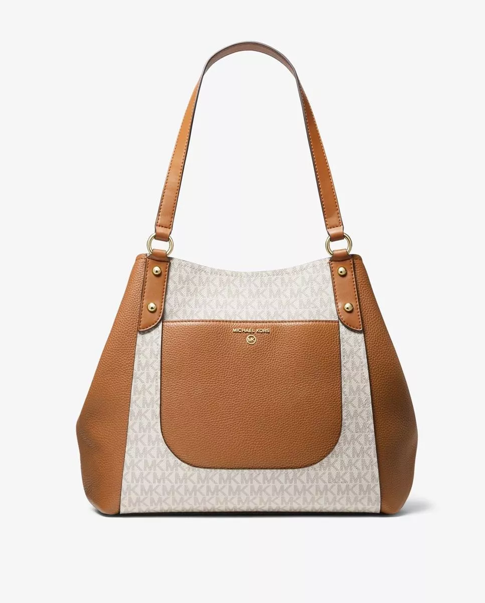 Michael Michael Kors - Bolso De Hombro Molly Tote En Crema Con Logotipos En Oferta Michael Michael Kors - Bolso De Hombro Molly Tote En Crema Con Logotipos Barato