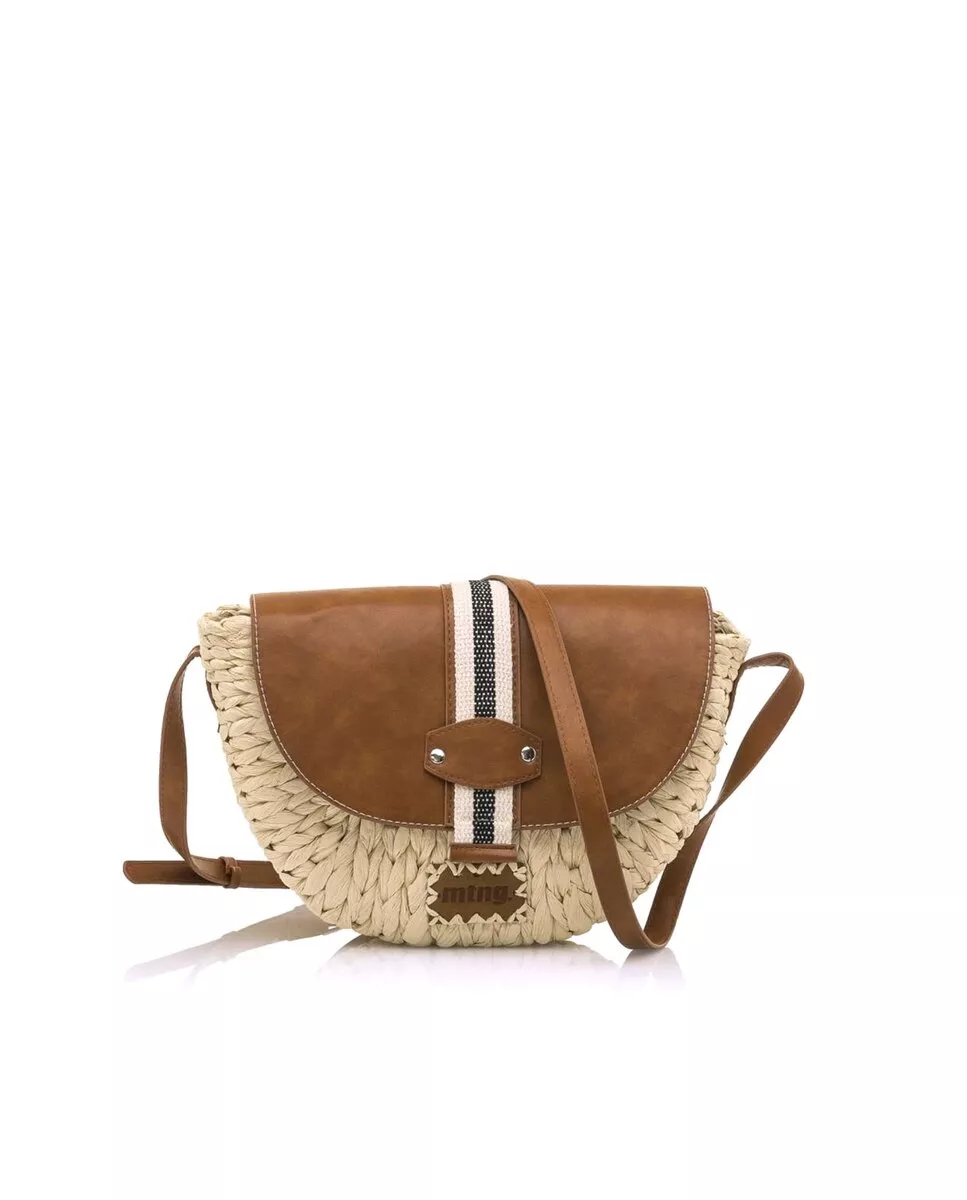 Mustang - Bandolera De Mujer En Rafia De Color Beige Con Solapa En Marrón Cuero barato