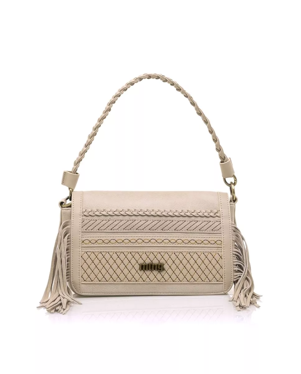 Mustang - Bolso De Hombro En Color Beige Con Detalle De Flecos barato