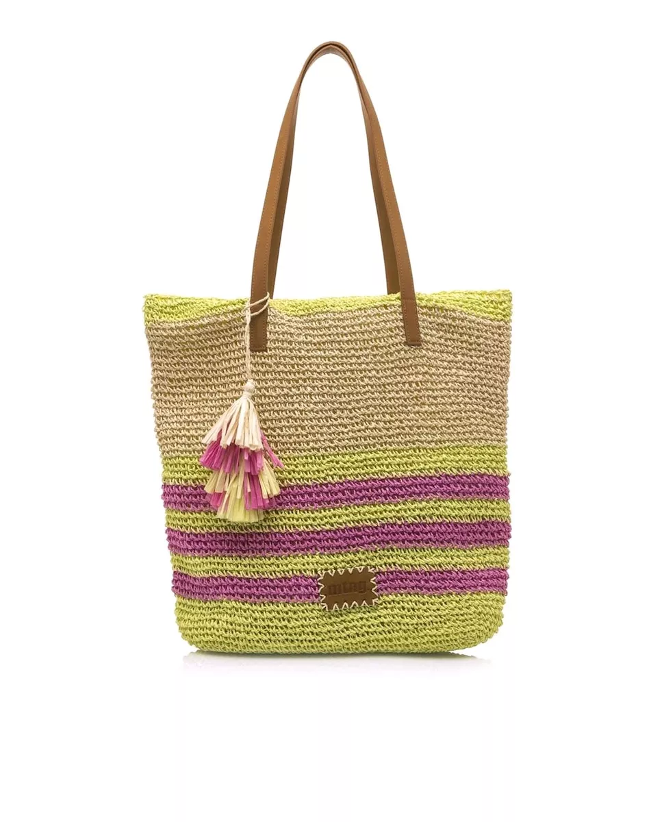 Mustang - Bolso De Hombro En Tejido Trenzado De Color Beige Con Detalles En Morado En Oferta Mustang - Bolso De Hombro En Tejido Trenzado De Color Beige Con Detalles En Morado Barato