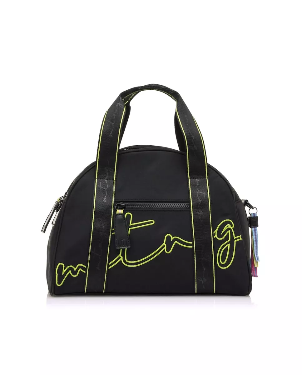 Mustang - Bolso De Mano En Color Negro Con Logo Cruzado En Fl�or barato
