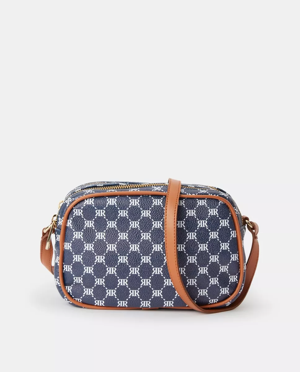 Piel Morena - Bandolera Pequeña En Azul Con Estampado De Logos En Oferta Piel Morena - Bandolera Pequeña En Azul Con Estampado De Logos Barato