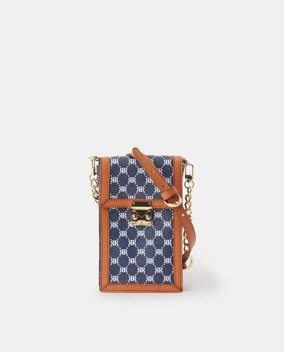 Piel Morena - Bolso Para Móvil En Azul Con Estampado De Logos En Oferta Piel Morena - Bolso Para Móvil En Azul Con Estampado De Logos Barato