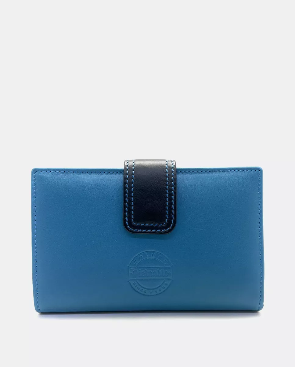 Pielnoble - Cartera De Piel En Azul Claro Con Capacidad Para Trece Tarjetas barato