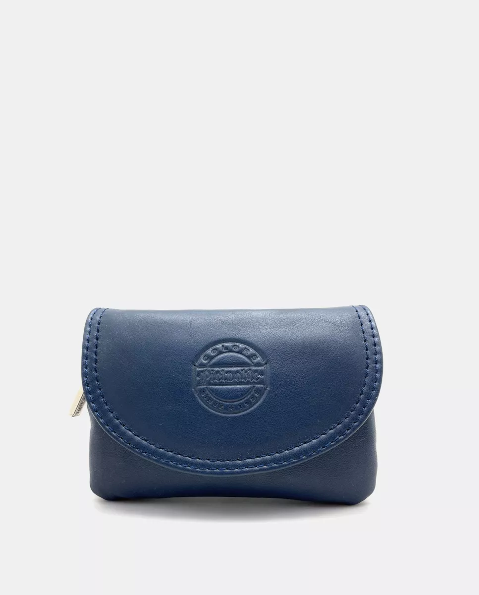 Pielnoble - Monedero De Piel En Azul Marino Con Solapa Y Cremallera barato