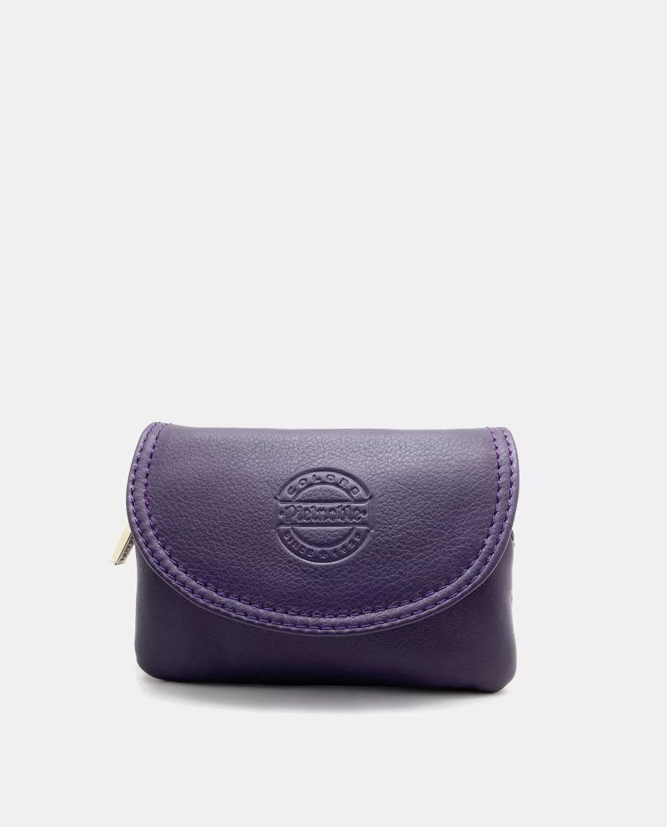 Pielnoble - Monedero De Piel En Morado Con Solapa Y Cremallera barato