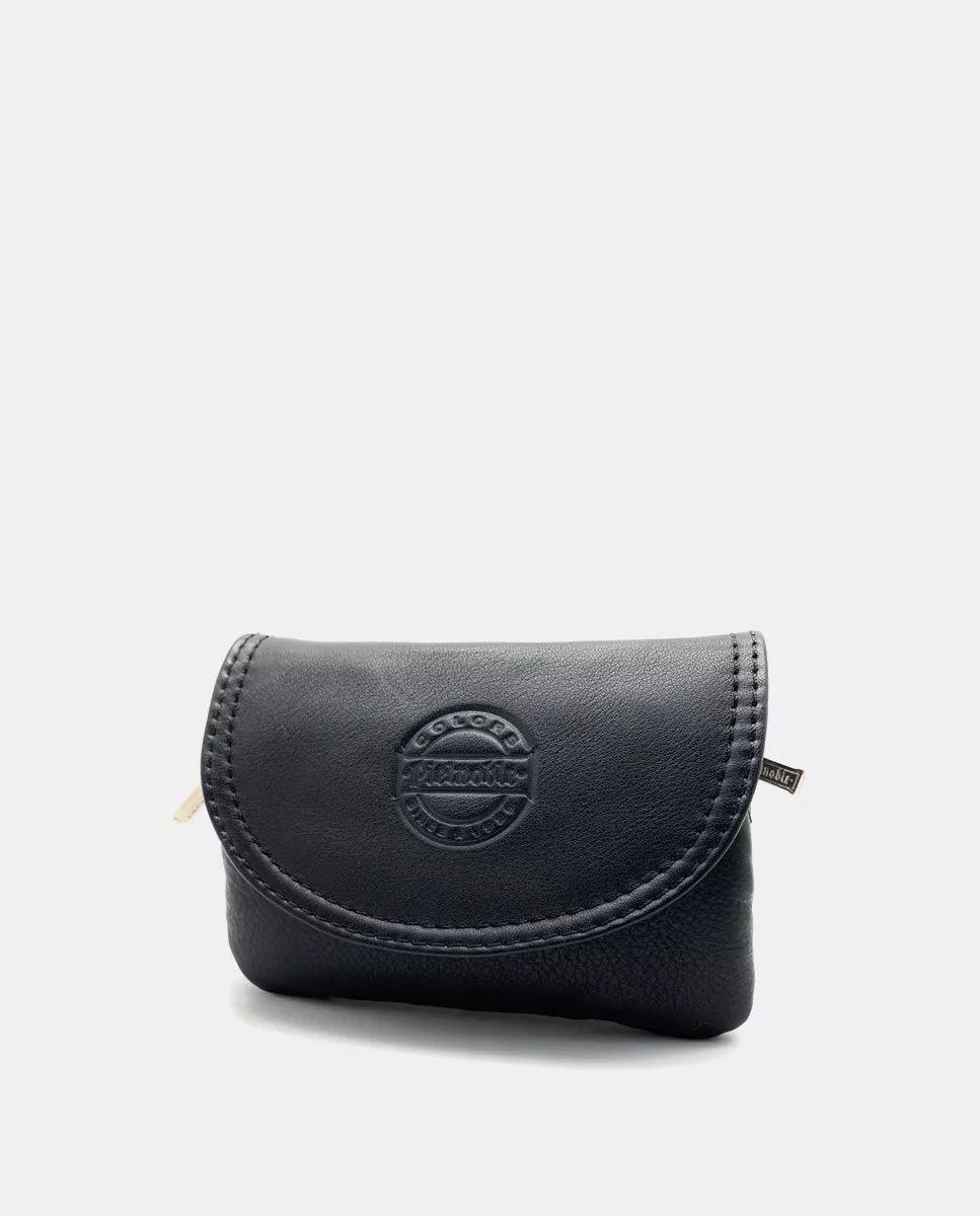 Pielnoble - Monedero De Piel En Negro Con Solapa Y Cremallera barato