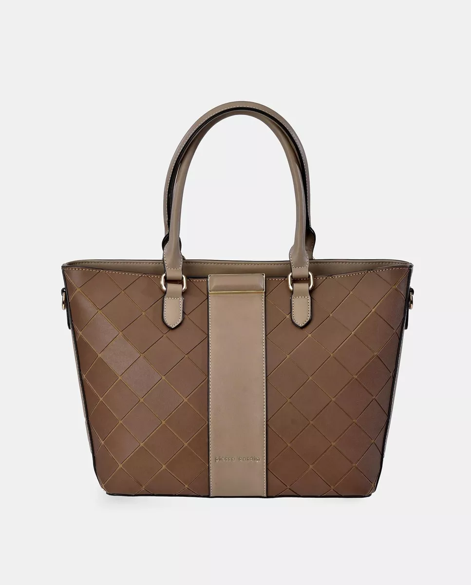 Pierre Cardin - Bolso Shopper Trenzado En Camel Con Bolsillos En Oferta Pierre Cardin - Bolso Shopper Trenzado En Camel Con Bolsillos Barato