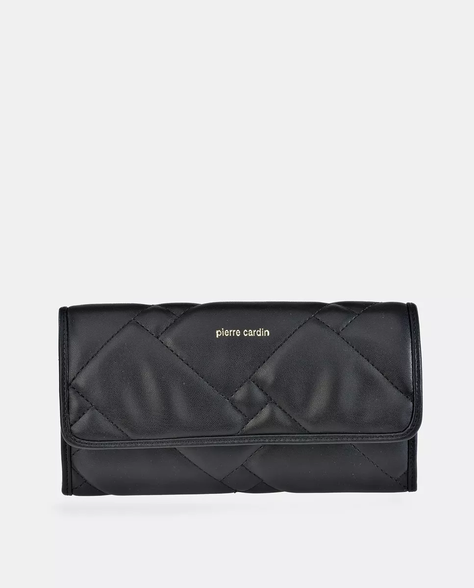 Pierre Cardin - Cartera Grande Acolchada Negra Con Solapa barato