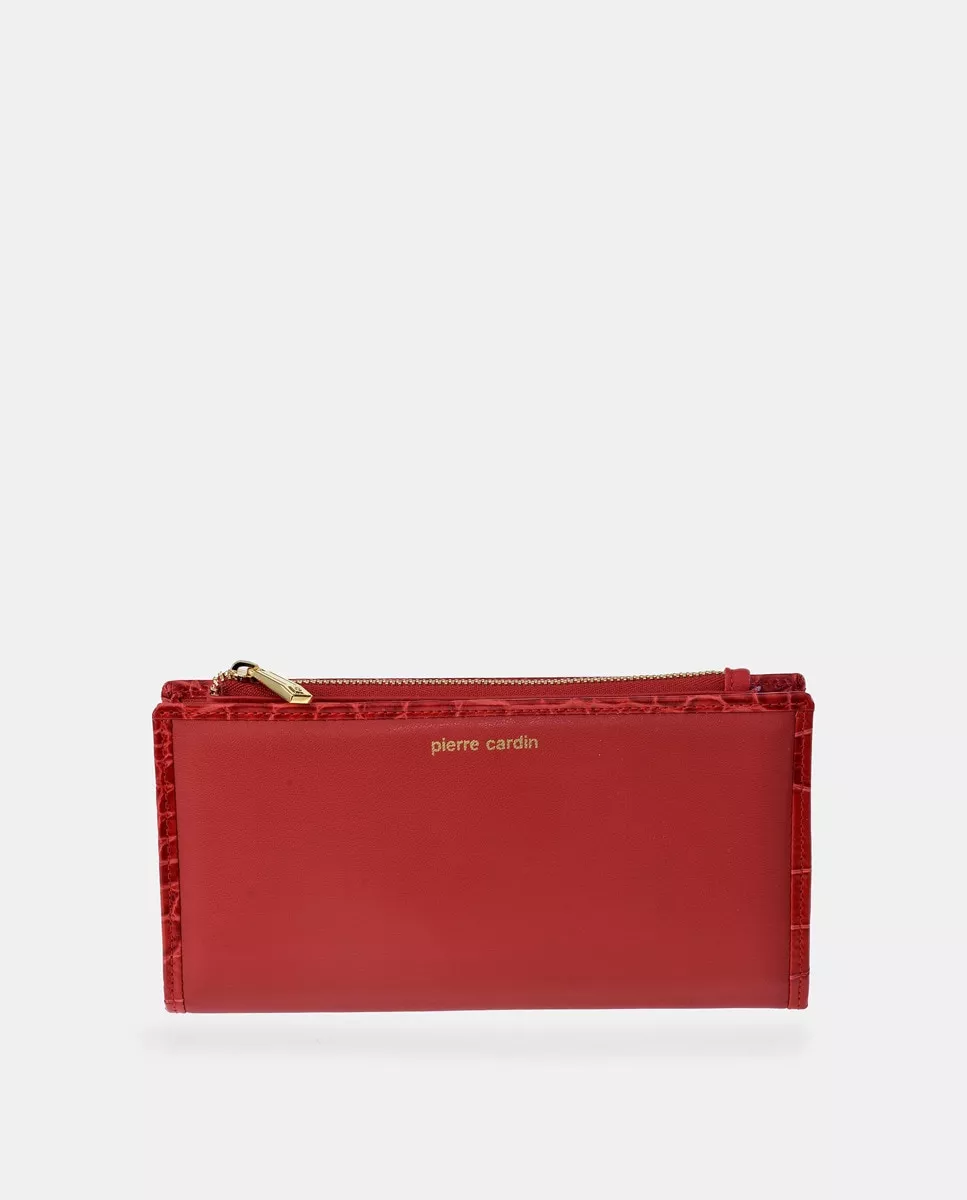 Pierre Cardin - Cartera Grande Roja Con Broches Metálicos barato
