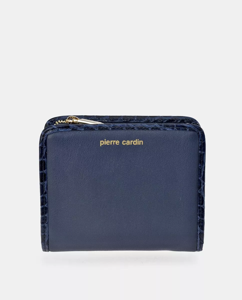Pierre Cardin - Cartera Mediana Azul Marino Con Broche Metálico barato