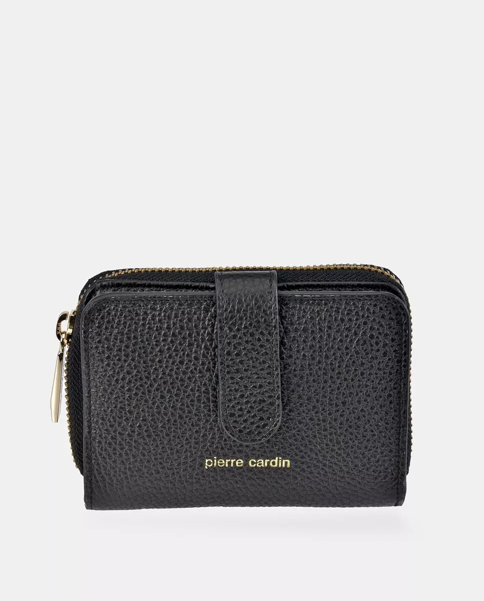 Pierre Cardin - Cartera Mediana De Piel Negra barato