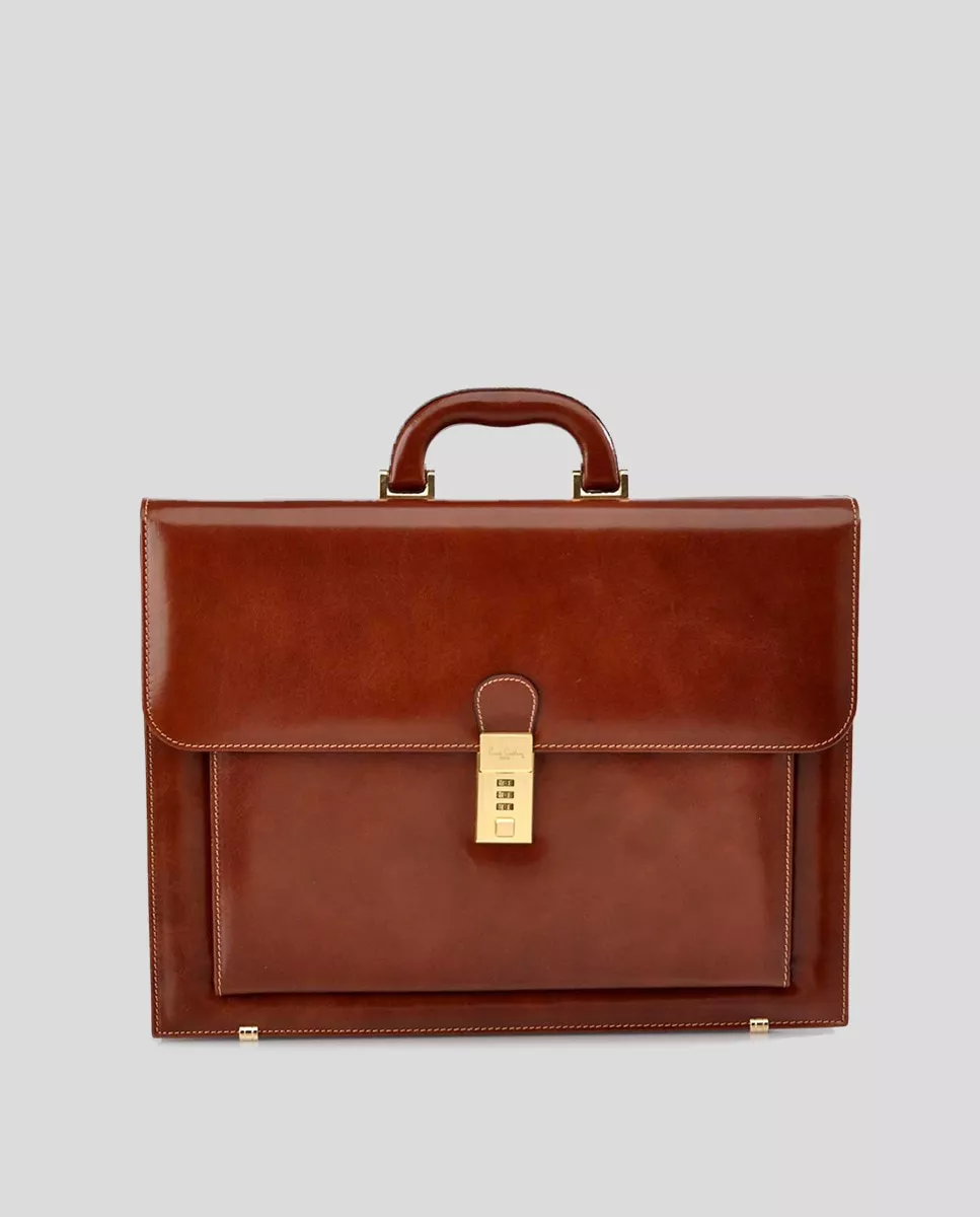 Pierre Cardin - Maletín De Hombre De Piel En Marrón Con Clave Numérica barato