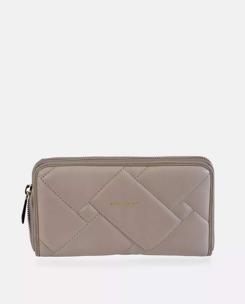 Pierre Cardin - Monedero Grande Acolchado Beige Con Cremallera barato