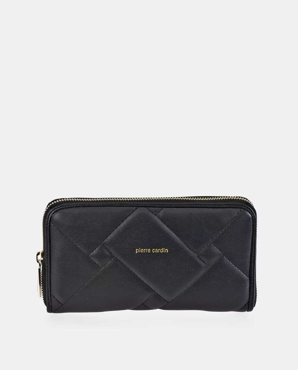 Pierre Cardin - Monedero Grande Acolchado Negro Con Cremallera barato