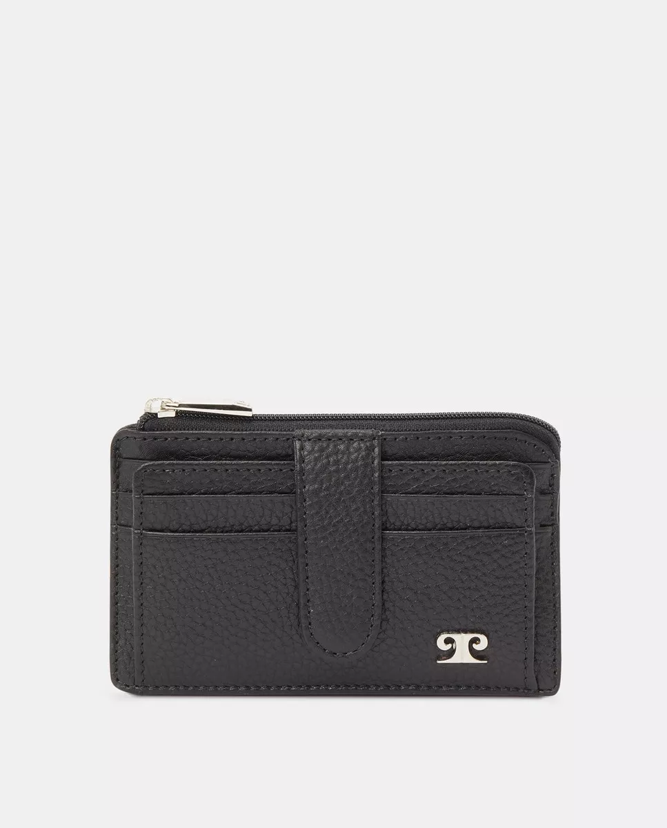 Pierre Cardin - Tarjetero Monedero De Piel Negro barato