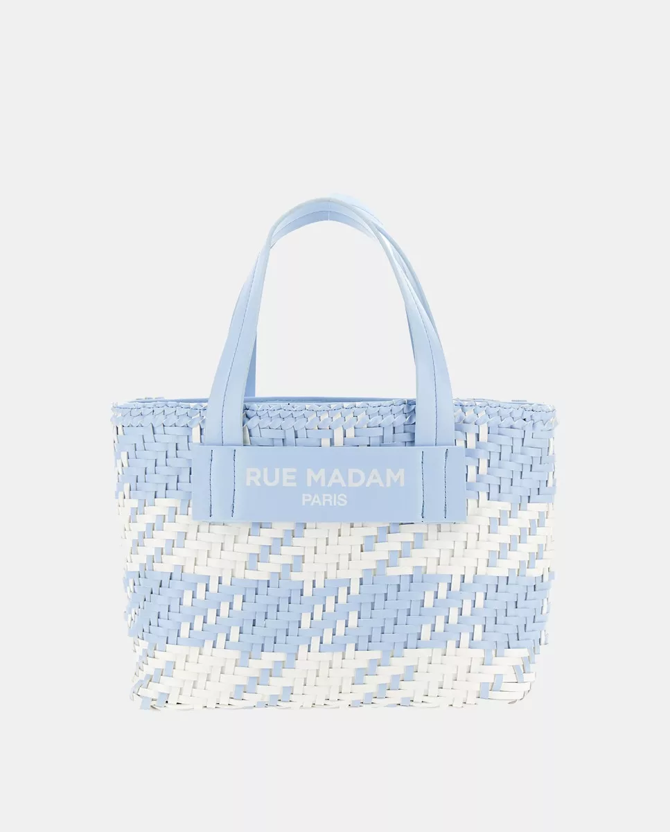 Rue Madam - Tote Mediano De Piel Sintética Con Cuadros Vichy En Azul En Oferta Rue Madam - Tote Mediano De Piel Sintética Con Cuadros Vichy En Azul Barato