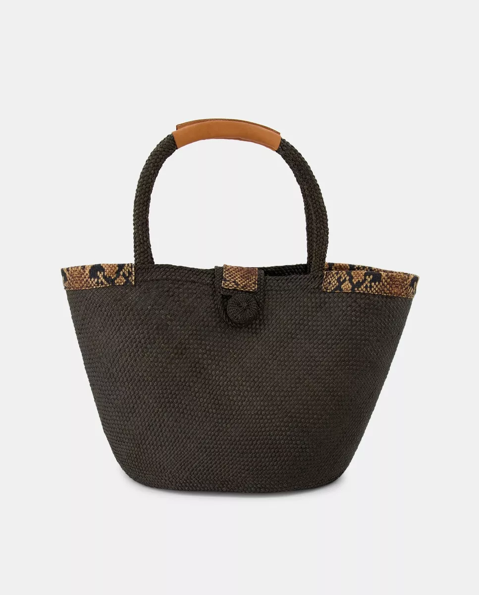 Sabbai Bolsos - Capazo De Palma En Negro Con Detalles A Contraste En Oferta Sabbai Bolsos - Capazo De Palma En Negro Con Detalles A Contraste Barato